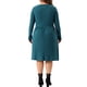 thumbnail image 3 of Vestidos de mujer de tallas grandes Agnes Orinda, vestido midi de punto acanalado de manga larga y cuello redondo 4X azul pavo real, 3 of 6