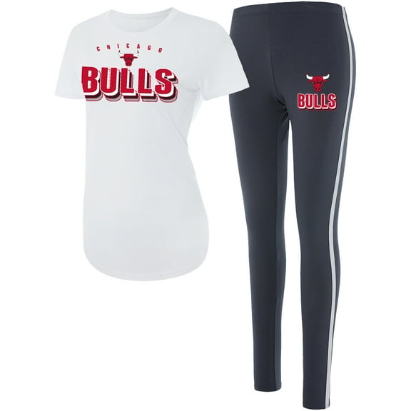 Women's Concepts Sport White/Charcoal Chicago Bulls Sonata Top & Leggings Sleep Set