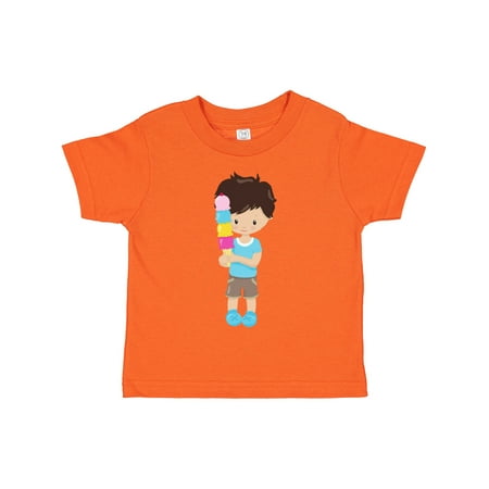 

Inktastic Boy with Ice Cream Brown Hair Ice Cream Cone Gift Toddler Boy Girl T-Shirt