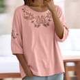 thumbnail image 5 of Kelon Dresses for Women Short Womens 3/4 Length Sleeve Crew Neck Linen Cotton 2026 Spring Summer Fashion Clothes, 3XL, 5 of 9