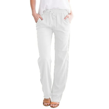 

Tawop Maternity Sweatpants Women Casual Cotton And Linen Solid Drawstring Elastic Waist Long Straight Pants Pants Hanger Satin Pants For Women