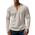 thumbnail image 1 of pstuiky manga larga de hombre, Camisa informal de moda para hombre, con cuello en V y mangas, transpirable top de hombre l, 1 of 6
