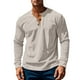 thumbnail image 1 of pstuiky manga larga de hombre, Camisa informal de moda para hombre, con cuello en V y mangas, transpirable top de hombre l, 1 of 6