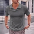 thumbnail image 3 of WREESH Men's Casual Solid Color Short Sleeve Collared Shirt Knit Fashion Pullover Top with Turndown Collar for Everyday Wear Gray, 3 of 7