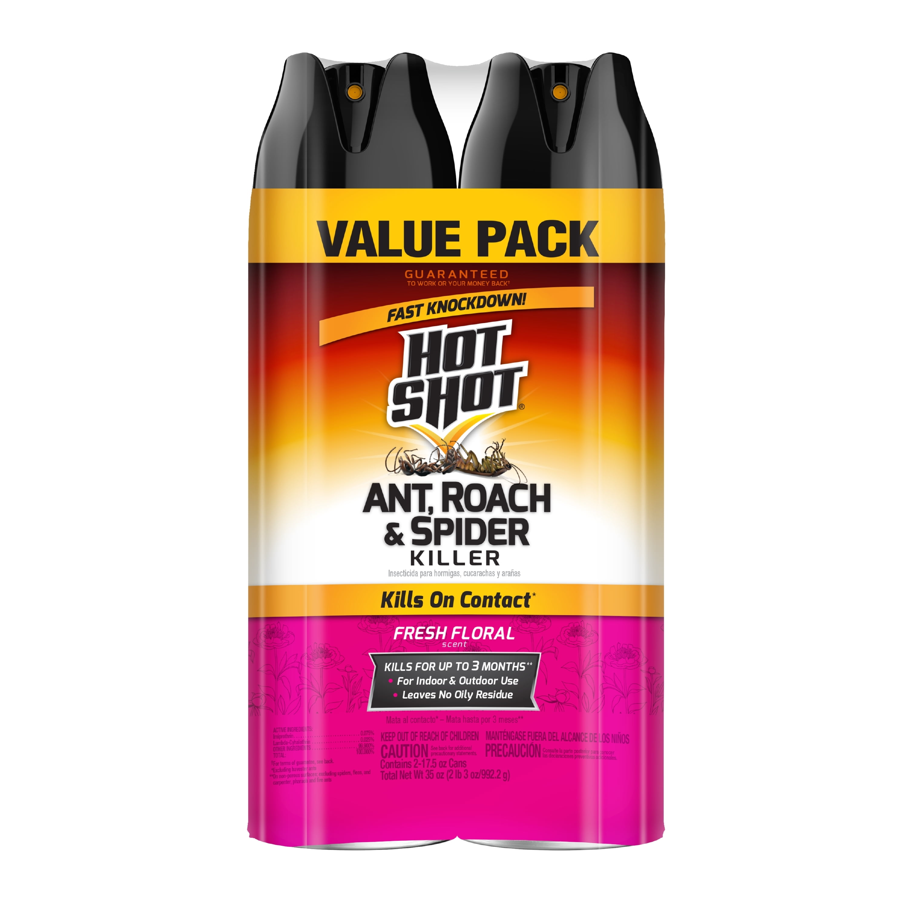 Hot Shot Ant, Roach, & Spider Killer, Fresh Floral Aerosol, 2-17.5-oz