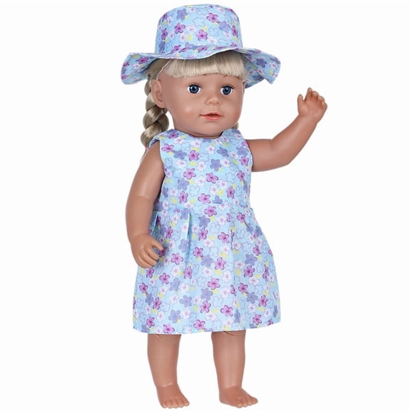 Doll Clothes for 18 Inch Dolls, Doll Dress Set with Matching Hat, Spring Floral Doll Outfit for Fashion Dolls, Doll Accessory Gift for Collectors