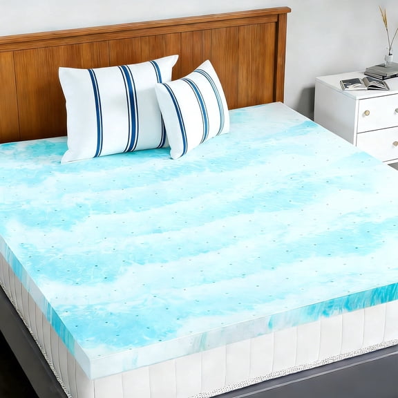 Nextay Memory Foam Mattress Topper, 2 Inch California King Size Cooling Breathable Mattress Pad for Comfort & Back Pain Relief, Blue