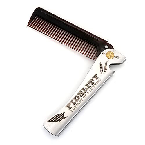 Peine abatible de neodimio Fidelity para hombres, peine alisador de dientes finos para el cuidado diario, peinado, barba o bigote, función ergonómica de apertura de botella, tamaño de bolsillo para fá