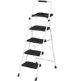 thumbnail image 3 of SuperDeal 4 Step Ladder Portable Folding Step Stool Metal Frame with Wide Non-Slip Pedals & Tool Tray – Perfect for Home, Garage & More, White, 3 of 20