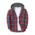 thumbnail image 5 of GrmtClth Plaid Tartan Flannel Hoodie Jacket Men Long Sleeve Button‑Down Shirt Grey Contrast Hood Pocket Casual Fall Travel Wear, 5 of 5