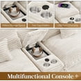 thumbnail image 3 of ShiKeyi Oversided 124" U Shaped Cloud Couch Sectional, DeepSeat Sofa Bed with USB Charging, Hidden Storage, Cup Holders & Chenille Double Chaise, Beige, 3 of 5