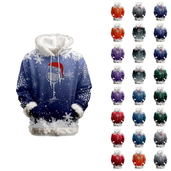Christmas Hoodies for Women 2025 Long Sleeve Snowflake Graphic Hooded Sweatshirt with Pockets Pullover Tops