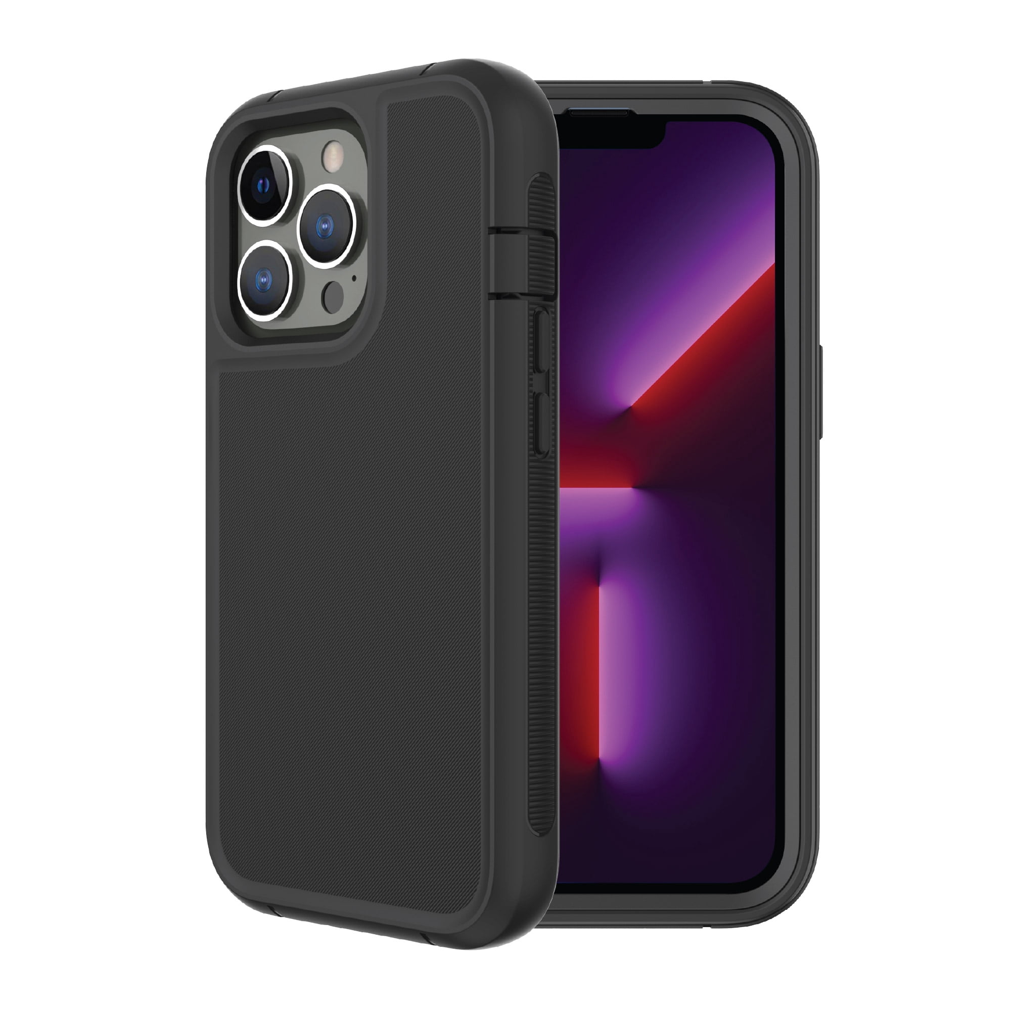 onn Rugged Phone Case with Holster for iPhone 13 Pro Max / iPhone 12 Pro Max - Black