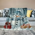 thumbnail image 2 of Pratyus Snowman Flannel Throw Blanket for Couch Sofa Bed, Christmas Home Decor All Seasons Comfort Blanket 50x60in, 2 of 6