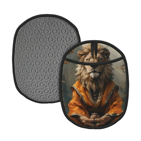 

Matuu Jungle Meditating Lion for Non Slip Pot Holder for Kitchen Baking and Cooking Silicone Pot Mat Mitten With Hanging Loop Heat Resistant 7.5 x 9.4 Inches