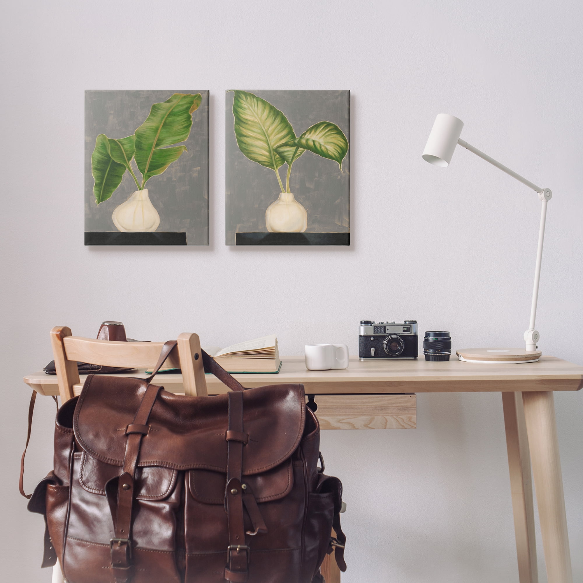 Stupell Indtries Large Palm Leaf Potted Plants Interior Still Life,16 x 20,Design by Jennifer Goldberger&nbsp;