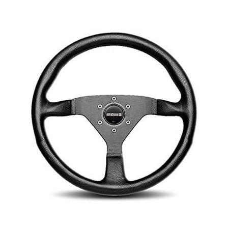 Momo MCL35BK1B 350 mm Black Leather Black Stitch & Black Spokes Montecarlo Steering Wheel
