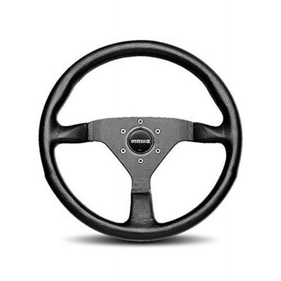 Momo MCL35BK1B 350 mm Black Leather Black Stitch & Black Spokes Montecarlo Steering Wheel