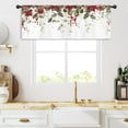 thumbnail image 4 of Christmas Plant Poinsettia Kitchen Curtain Valance 54W x 18H Rod Pocket Red Green Botanical Xmas Eucalyptus Window Treatment for Living Room Bedroom Bathroom, 4 of 6