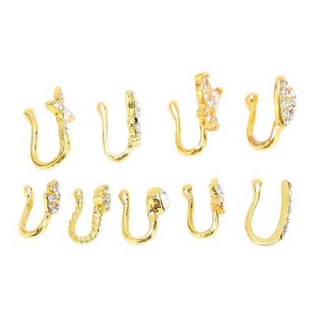 20 Pieces prosthetic Nose Rings Hoop Set with Stainless Steel, Zircon Embellishments, No Piercing Design for Women Girls prosthetic Nose Rings Non Piercing prosthetic Nose Rings Faux Nose Rings