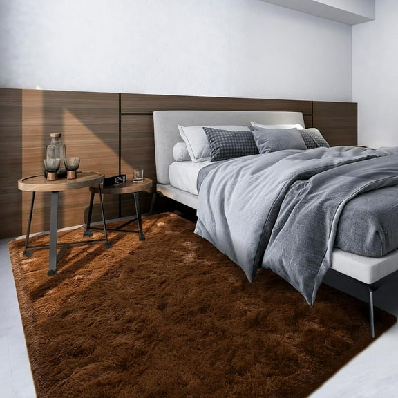 Homore Cute Fluffy Velvet Carpet Soft Washable Area Rugs for Bedroom/ Living Room Decoration,6'x9',Coffee