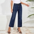 thumbnail image 2 of Wide Leg Jeans for Women Fashion High Waisted Stretchy Denim Pants with Pocket Loose Cropped Trouser Jeans, 2 of 6