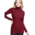 thumbnail image 3 of Made by Johnny Women's Long Sleeve Rib Turtleneck Top Pullover Sweater M WINE, 3 of 6