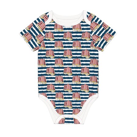 

Coaee Popcorn On Blue Lines for Soft Cotton Baby Short-Sleeve Bodysuit Baby Girls Boys Bodysuit Romper