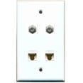 thumbnail image 1 of Ultra Spec Cables 2 Port Coax Cable TV- F-Type 2 Port Cat6 Ethernet Wall Plate, 1 of 1