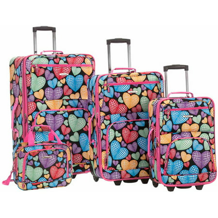 Rockland Jungle 4pc Softside Checked Luggage Set - New Heart