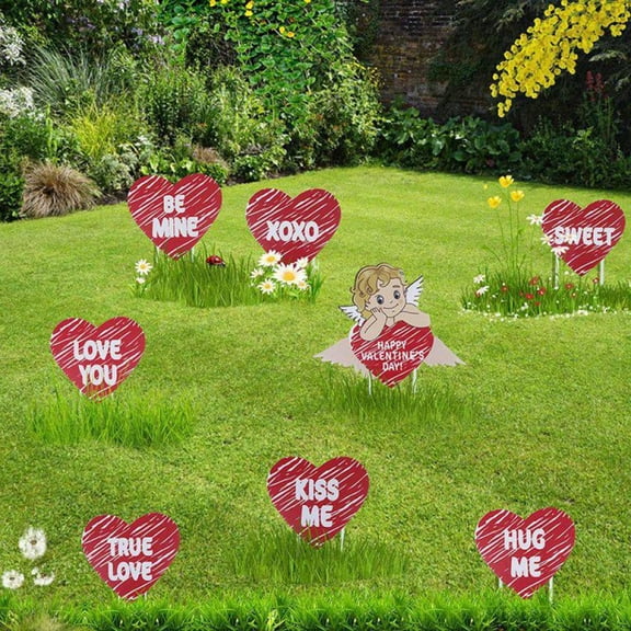 Valentine's Day Party Yard Signs Stakes Happy Valentine's Day Outdoor Lawn Decor for Wedding Anniversary Ornaments