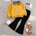 thumbnail image 2 of Toddler Baby Girl Clothes Toddler Girl Outfit Ruffle Sleeve Shirt Flare Pant Set Fall Winter Clothing for 24 Months 2T 3T 4T 5T 6T 7T Girl Light Pink Size 4-5 Years, 2 of 8