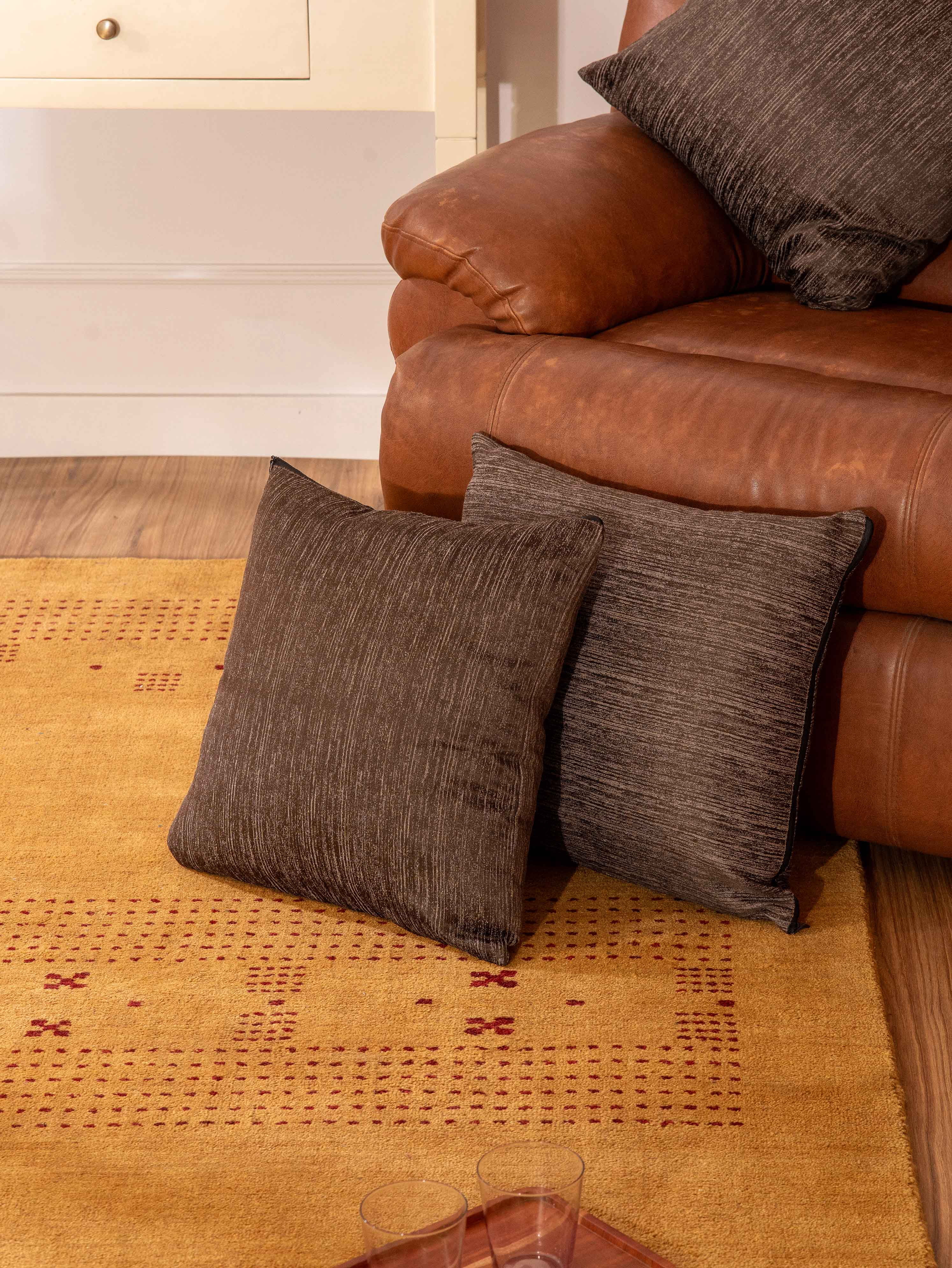 Kika Home Collections Handmade 22" x 22" Modern Dark Brown Solid Decorative Pillow Covers, 2 Count