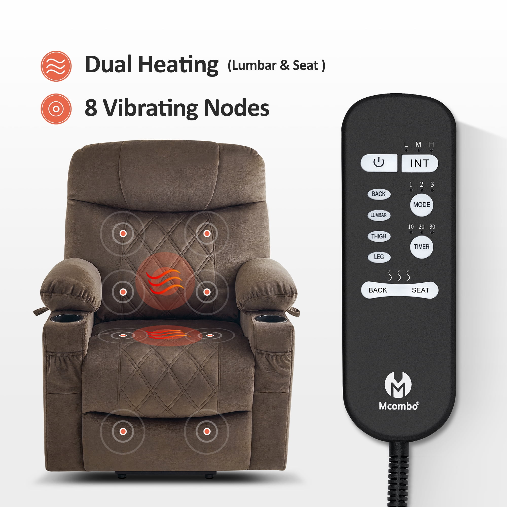 MCombo Small Triple Motor Power Lift Recliner with Adjustable Headrest for  Petitie Elderly, Fabric, Coffee Fabric