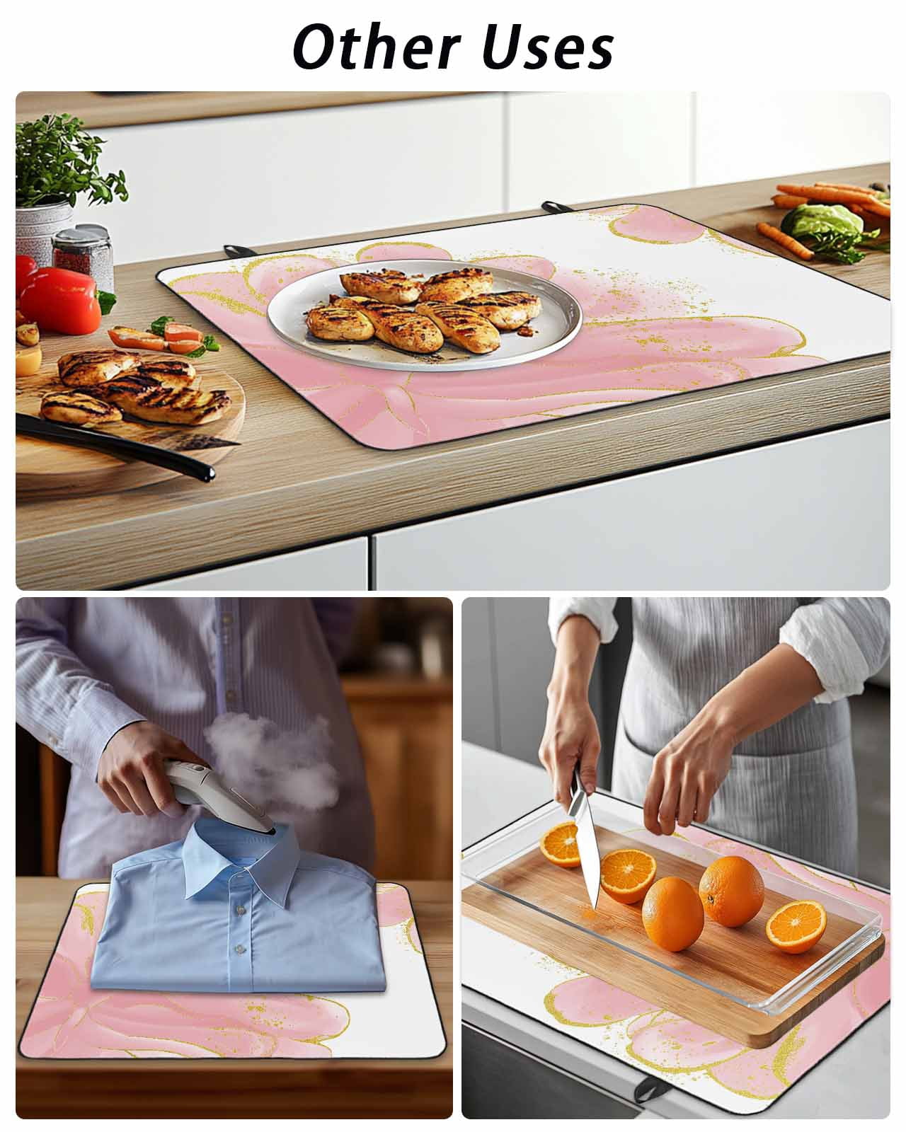 Stove Top Covers for Electric Stove, Pink Gold Glass Stovetop Cover Protector, Boho Modern Abstract Minimalist Aesthetic Flower Induction Cooktop Protector Oven Mat for Kitchen Countertop 24"x21"