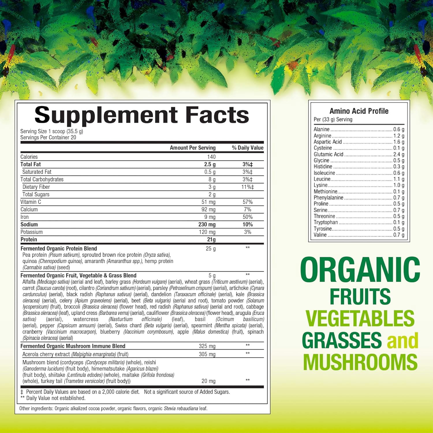 Natural Factors Whole Earth & Sea, Organic Fermented Protein & Greens, Vegan Whole Food Supplement, Vanilla Chai, 1 lb 7 Oz