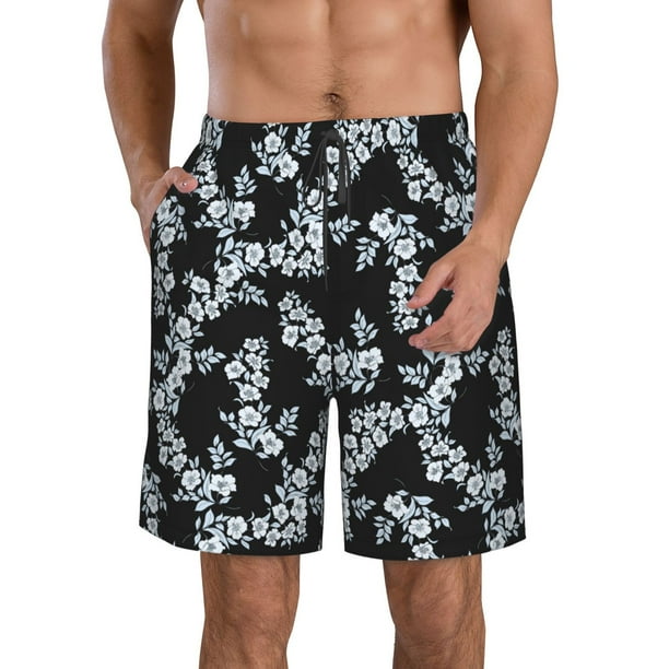 Fotbe Flower Trajes de Baño Estampados para Hombre, Shorts de Verano de Secado Rápido, Ropa de Playa, Bañadores-X-Large