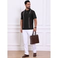thumbnail image 5 of DARING DIVA Men's Striped Knit Chest Pocket Short Sleeve Vintage Golf Shirts S Black, 5 of 7