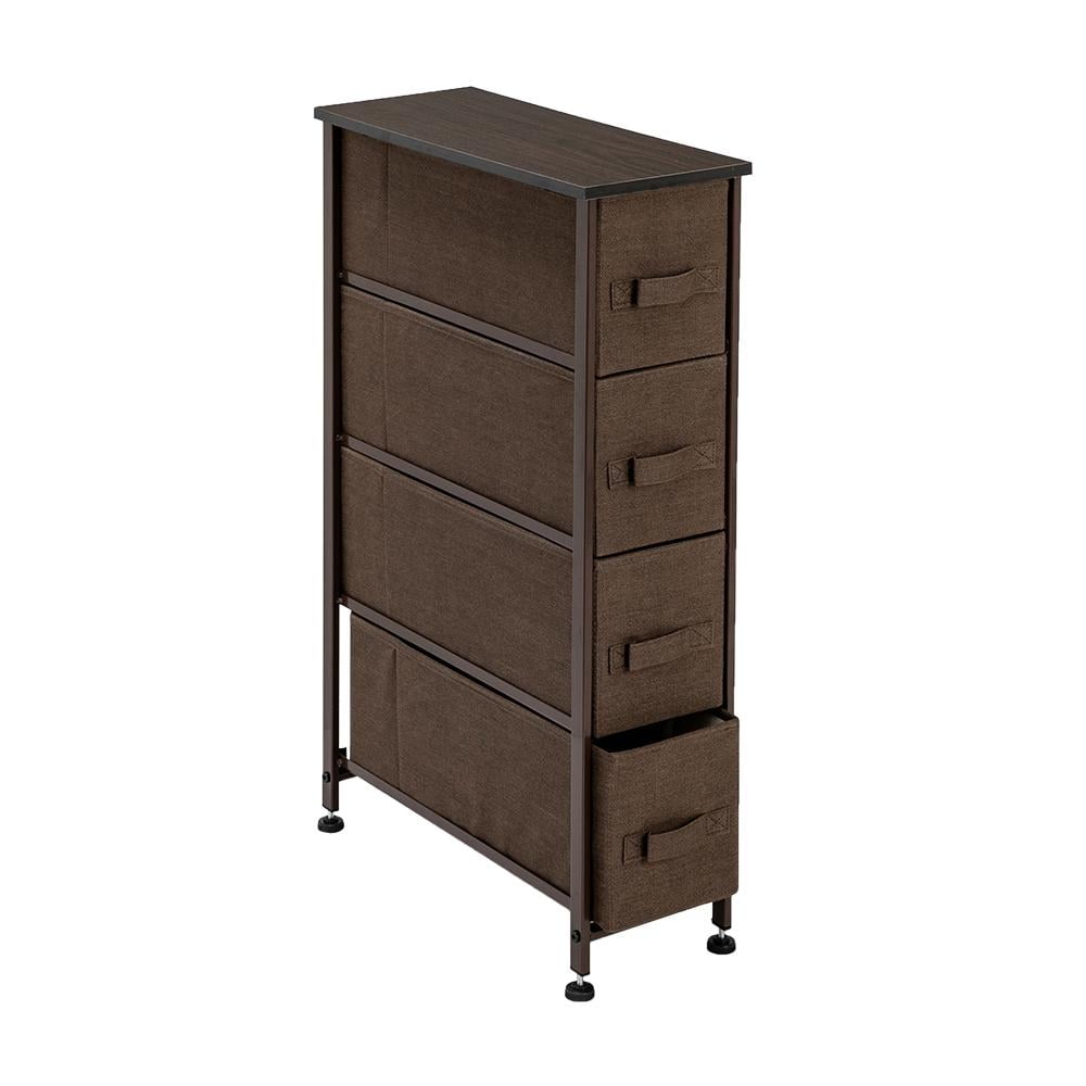 Tebru Narrow Dresser, Vertical Storage Unit With 4 Fabric Drawers