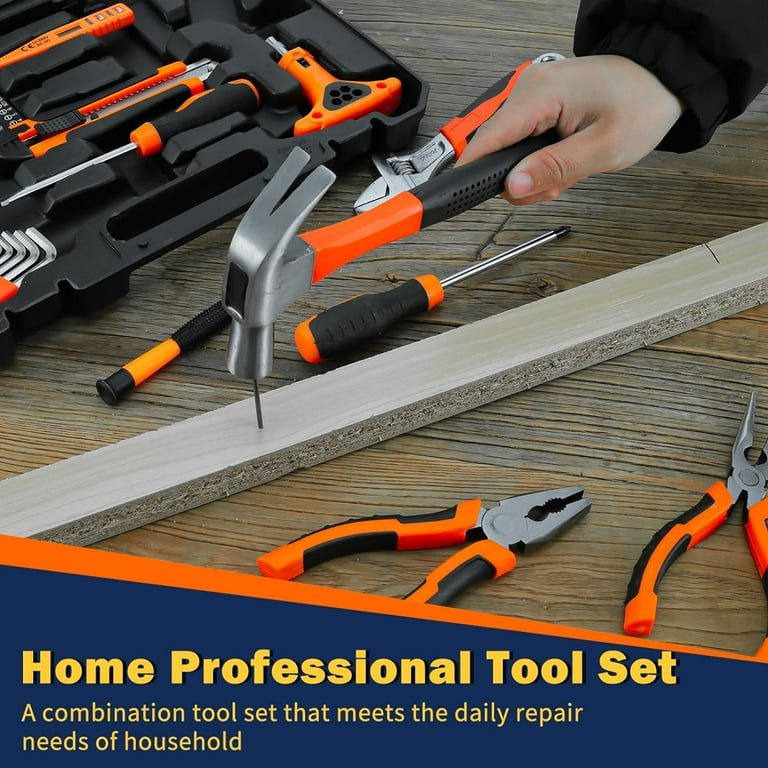 Hoey 105 Piece Tool Kit, Household Tools with Case, Hammer