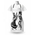 thumbnail image 3 of Skeleton Apron, Day of the Dead Dancing Male Female Sugar Skulls in Traditional Clothes, Unisex Kitchen Bib with Adjustable Neck for Cooking Gardening, Adult Size, Charcoal Grey White, by Ambesonne, 3 of 4