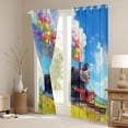 thumbnail image 3 of Castle Fairy Whimsical Train Blackout Curtains Set of 2 (52x84 Each) for Teens, Balloon Meadow Window Curtains for Modern Room, Blue Yellow, 3 of 6