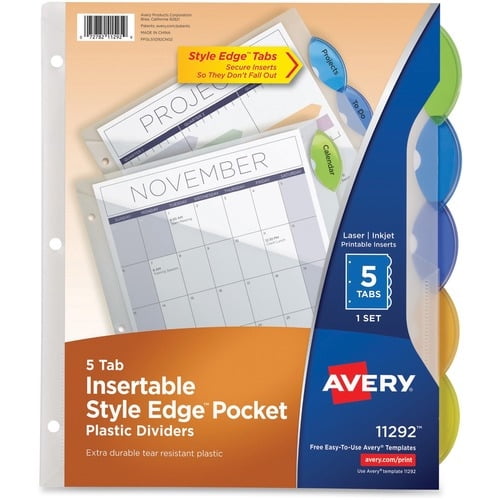 Avery Insertable Style Edge Plastic Dividers, 8-Tab, Printable Inserts ...