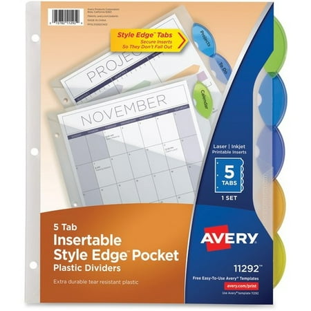 Avery Insertable Style Edge Plastic Dividers, 8-Tab, Printable Inserts ...