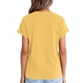 thumbnail image 6 of WULMLEO Women's Casual Cotton T-Shirt Rolled Cuff Short Sleeve Tops Lightweight Summer Top for Beach Trips Errands Yellow M, 6 of 7