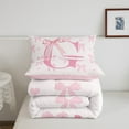 thumbnail image 4 of Initial Letter G Chic Comforter Set,Dreamy Bow Love Hearts Kawaii Pink Bedding Set Teens,Princess Style Pink Bowknot Girly Romantic Down Comforter,2 Pcs 1 Pillowcase, 4 of 6