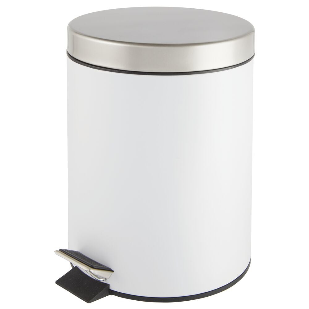 Garbage Bin White 4 Pack mDesign Round Metal Small Trash Can Wastebasket 