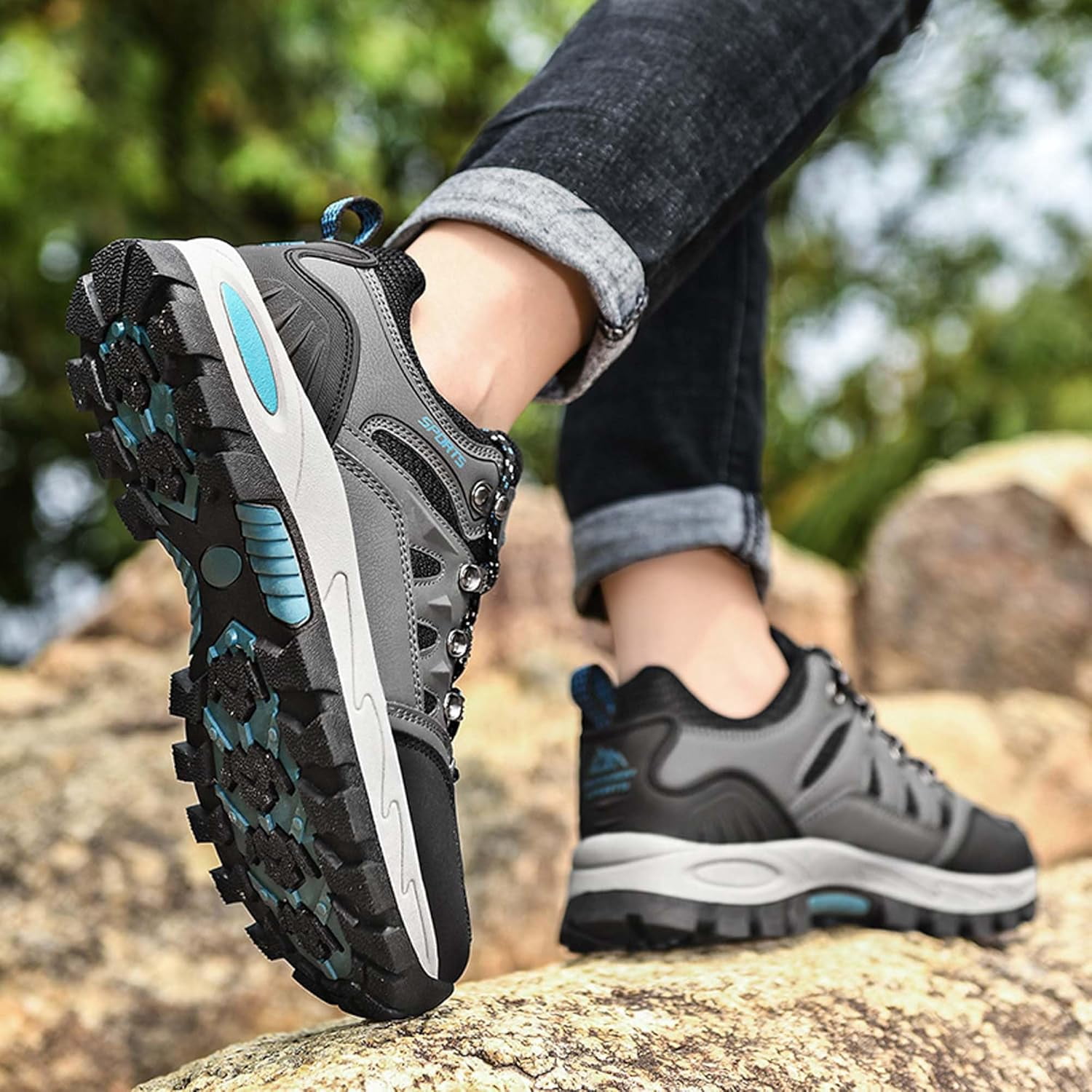 Men's Women's Waterproof Hiking Shoes Non-Slip Breathable Climbing Shoes Outdoor Sports Shoes Comfortable Lightweight Travel Camping Walking Shoes