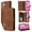 Brown, variant on ELEHOLD for iPhone 16 Case, PU Leather Case Magnetic Closure Handbag Zipper Pocket Kickstand Card Slots Flip Shockproof Wallet Case with Strap,Winered