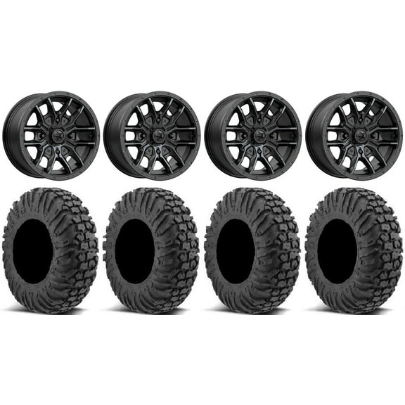 MSA Fang 14" Wheels Black 27" MotoVator Tires Kawasaki Teryx Mule